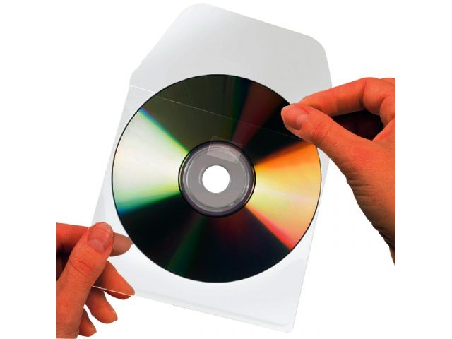 Housse CD/DVD rabat autocollant transparent