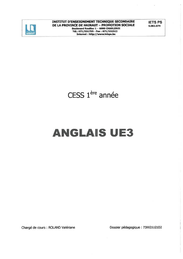 Madame ROLAND Anglais UE3 1CESS 1 ère partie