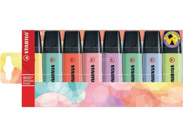 STABILO Boss Original Surligneur Desk Set 2-5 mm Assortis couleurs pastel (1 pack x 8 pièces)