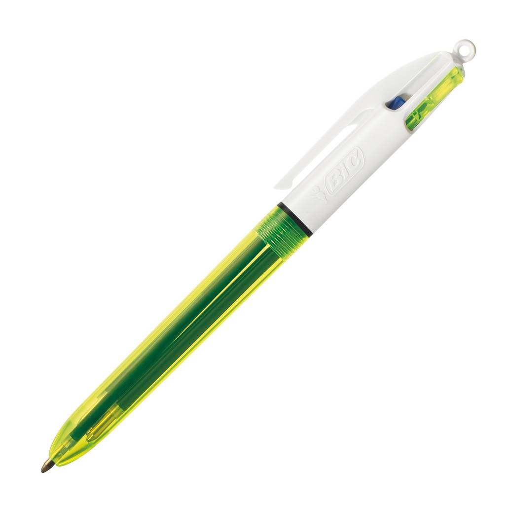 Stylo bille 4 couleurs Fluo